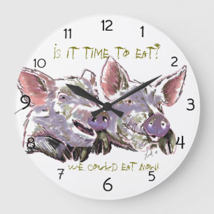 Reloj Redondo Grande Cerdos acuaromas divertidos y felices