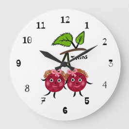 Reloj Redondo Grande Cereza de chicas gemelos