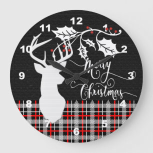 Reloj Redondo Grande Cereza de ciervo navideño - rojo