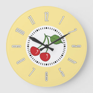 Reloj Redondo Grande Cereza retra amarilla