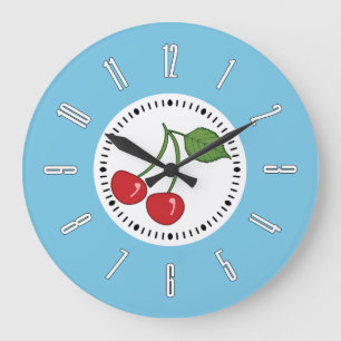 Reloj Redondo Grande Cereza retra azul