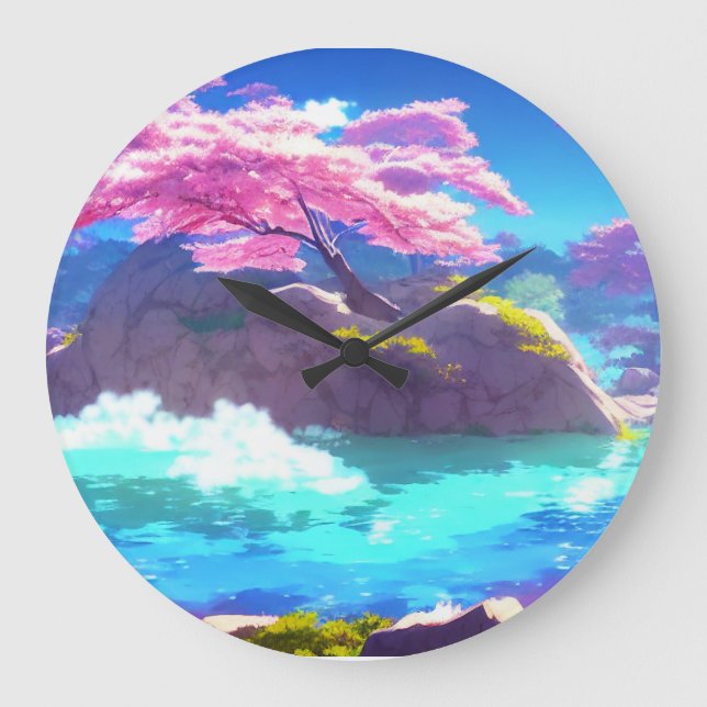 Reloj Redondo Grande Cerezo en flor (Anverso)