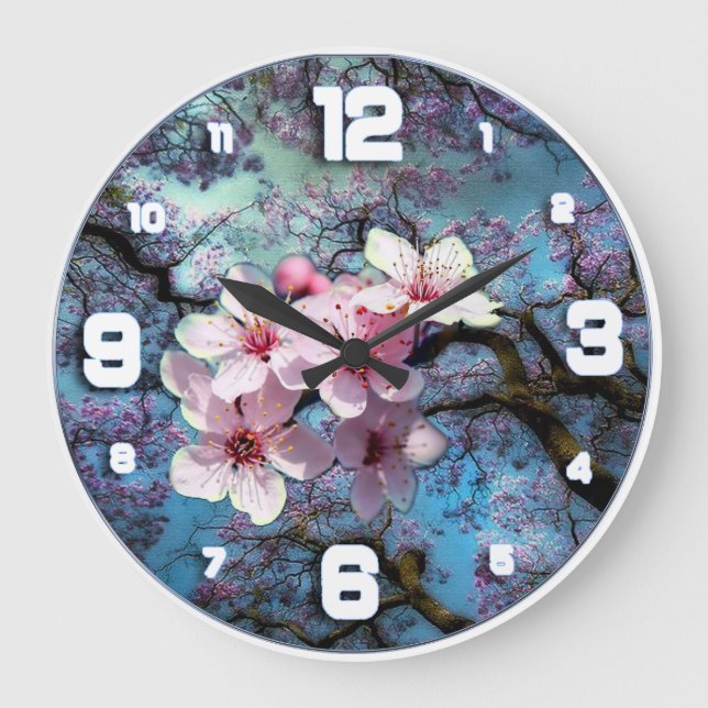 Reloj Redondo Grande Cerezos en flor (Anverso)