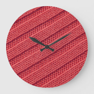 Reloj Redondo Grande Cerrar la textura de crochet de rayas.