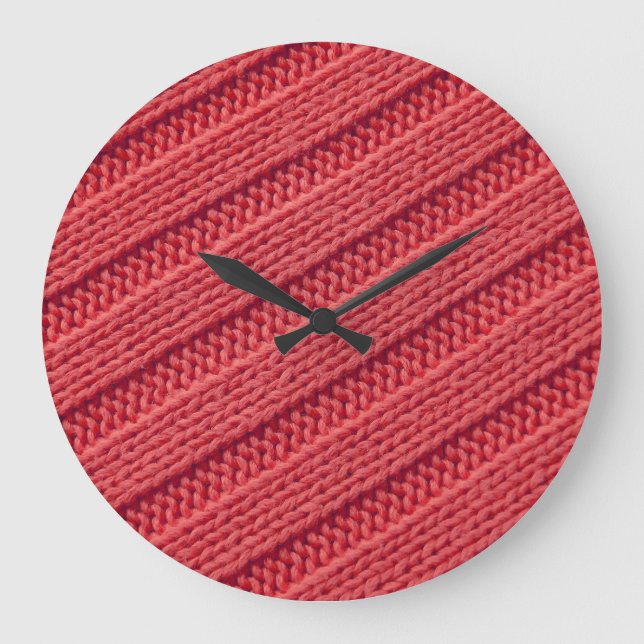 Reloj Redondo Grande Cerrar la textura de crochet de rayas. (Anverso)