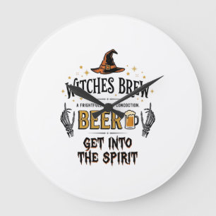 Reloj Redondo Grande Cerveza de Halloween Hocus Pocus Divertido Vintage