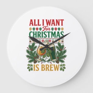 Reloj Redondo Grande Cerveza de Navidad Todo Quieren Cristales de Cerve