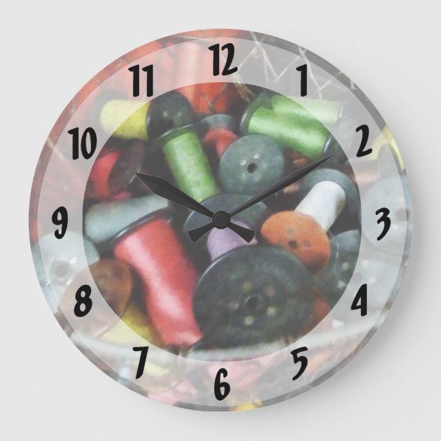 Reloj Redondo Grande Cesta de alambre con el hilo (Anverso)