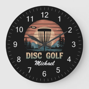 Reloj Redondo Grande Cesta de golf de discos de Frisbee Vintage persona