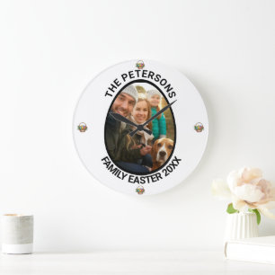 Reloj Redondo Grande Cesta personalizada de huevos de fotos de pascua p