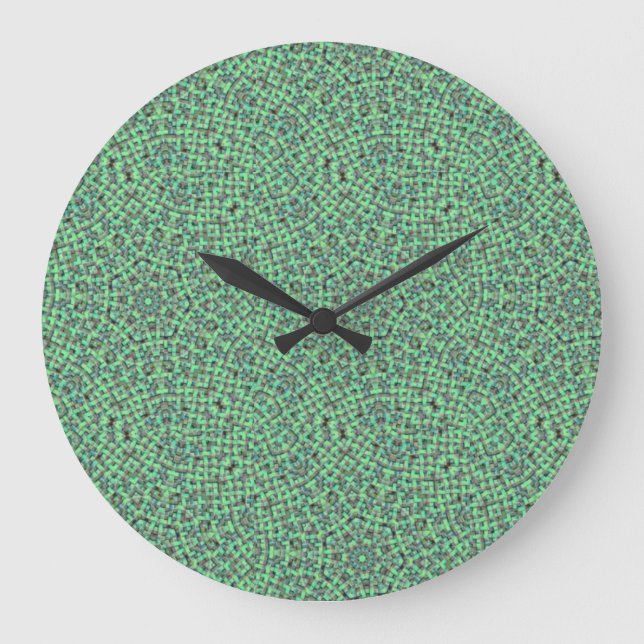 Reloj Redondo Grande Cestería Verde y Azul (Anverso)
