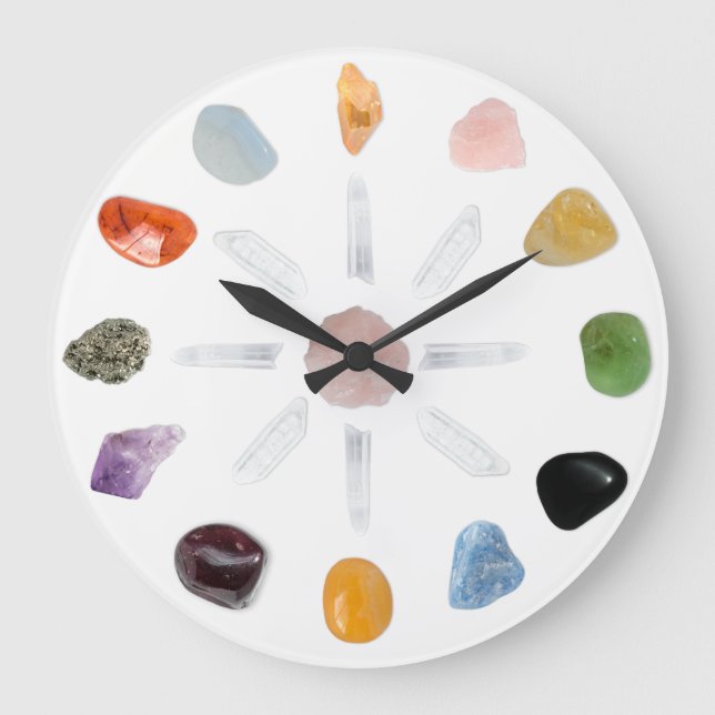 Reloj Redondo Grande *~* Chakra Crystal Energy Gemstone (Anverso)