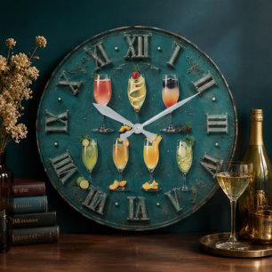 Reloj Redondo Grande Champagne Cocktail Home Bar Decor