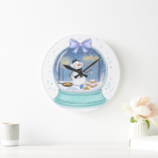 Reloj Redondo Grande Chanukah Snow Globe (Hogar)