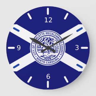 Reloj Redondo Grande Charlotte (North Carolina) flag Large Clock