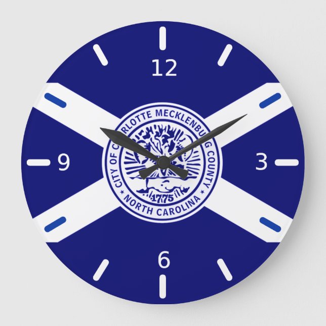 Reloj Redondo Grande Charlotte (North Carolina) flag Large Clock (Anverso)