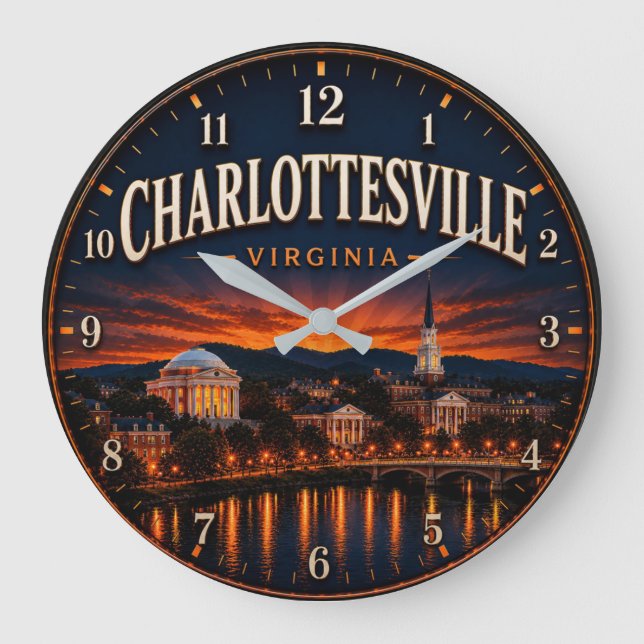 Reloj Redondo Grande Charlottesville Virginia (Anverso)