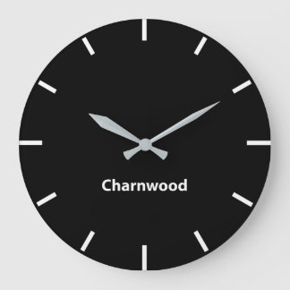Reloj Redondo Grande Charnwood Black Face Time Zone Newsroom Wall