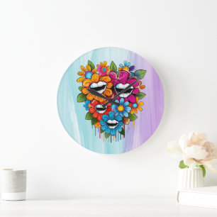 Reloj Redondo Grande Chatty Blossoms Taza