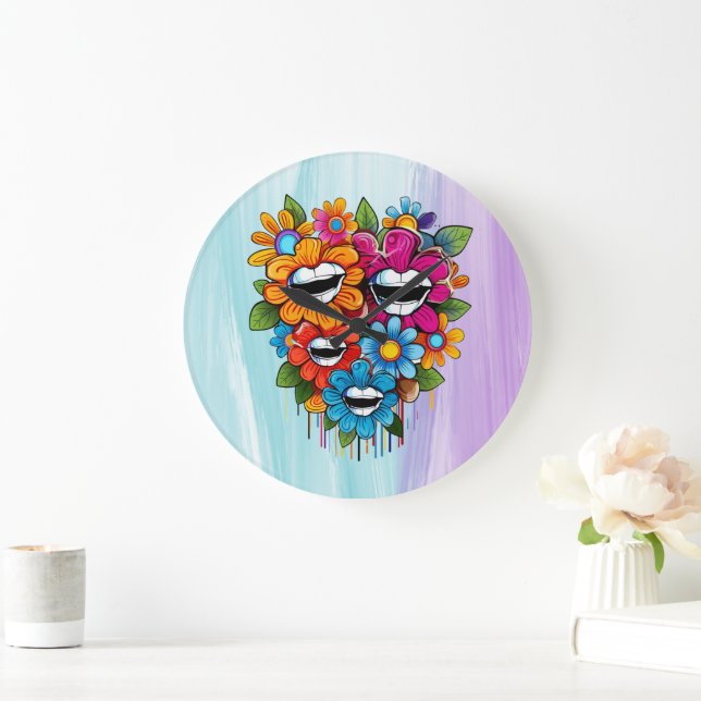 Reloj Redondo Grande Chatty Blossoms Taza (Hogar)