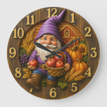 Cheerful gnome with apple basket harvest