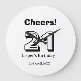 Reloj Redondo Grande Cheers 21 birthday bold letter name boy man gifts 