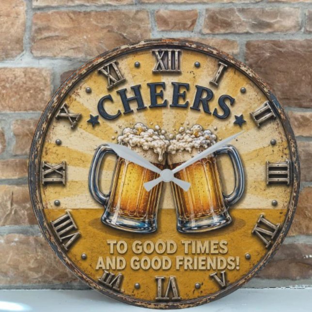 Reloj Redondo Grande Cheers Beer Man Cave Bar Gift (Subido por el creador)