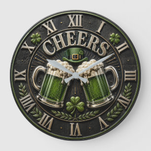 Reloj Redondo Grande Cheers Irish Green Beer Pub St. Patrick's Day