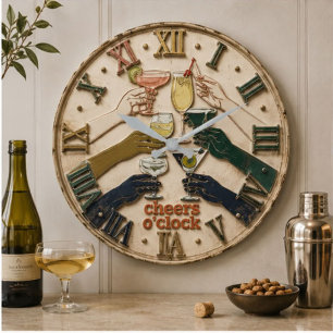 Reloj Redondo Grande Cheers O'Clock Cocktail Party Bar Decor