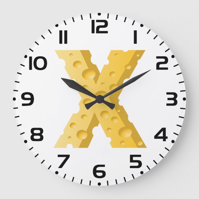 Reloj Redondo Grande Cheese Letter X Typography (Anverso)