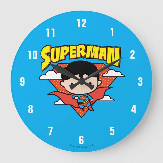 Reloj Redondo Grande Cheet Superman Polka Dot Shield y Name (Anverso)