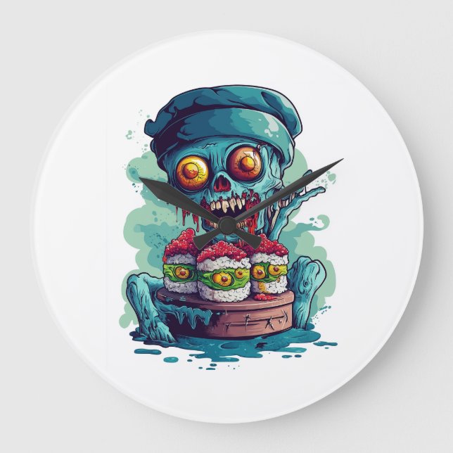 Reloj Redondo Grande Chef de Sushi Embrujado (Anverso)