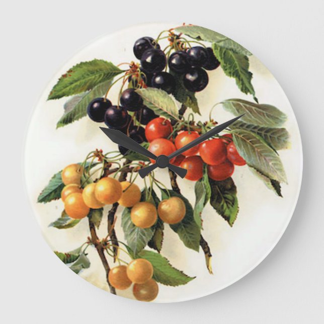 Reloj Redondo Grande Cherries Botanical Print (Anverso)