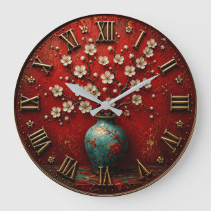 Reloj Redondo Grande Cherry Blossom Japanese Floral Vintage Home Decor