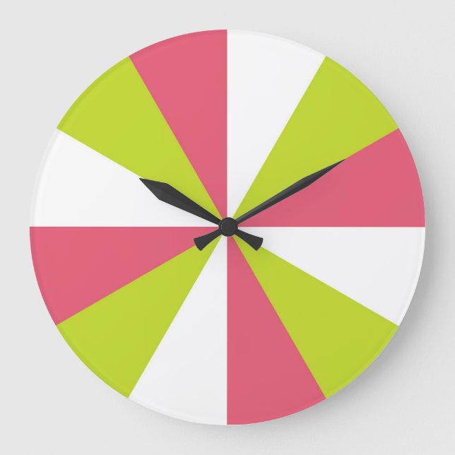 Reloj Redondo Grande Cherry pink and lime modern kitchen clock - fun! (Anverso)