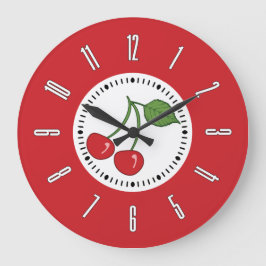 Reloj Redondo Grande Cherry Retro Rojo