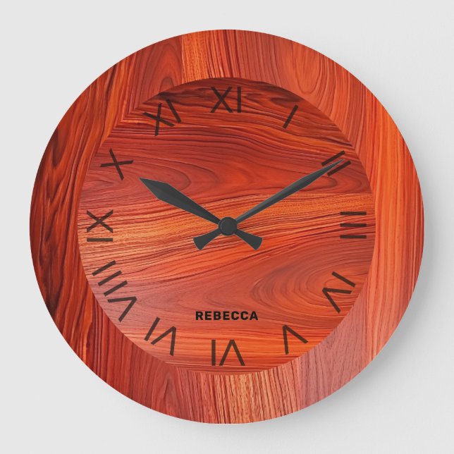 Reloj Redondo Grande Cherry wood texture custom monogram (Anverso)