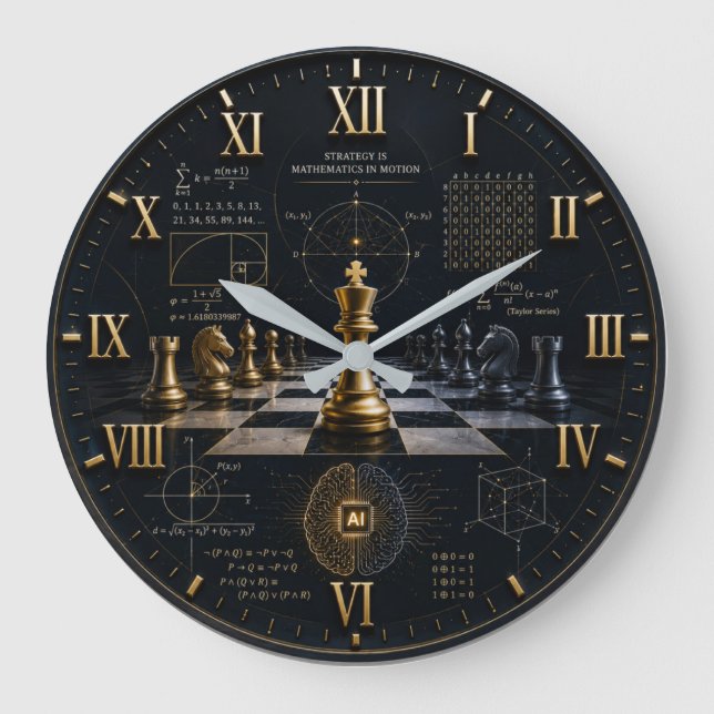Reloj Redondo Grande Chess Mathematics  STEM, Math (Anverso)