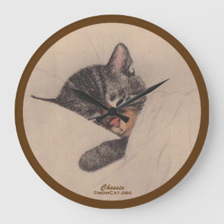 Reloj Redondo Grande Chessie the Sleeping Kitten Wall Clock (sepia)