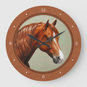 Reloj Redondo Grande Chestnut Morgan Horse Rusty Red