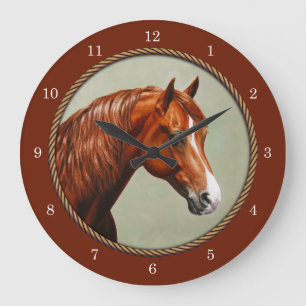 Reloj Redondo Grande Chestnut Morgan Horse Rusty Red