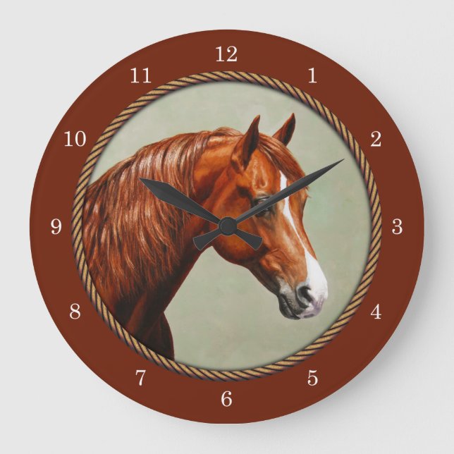 Reloj Redondo Grande Chestnut Morgan Horse Rusty Red (Anverso)