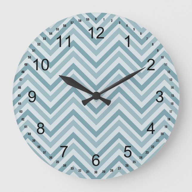 Reloj Redondo Grande Chevron azul (Anverso)