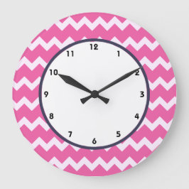 Reloj Redondo Grande chevron cerise blanco retro despertador de moda ro