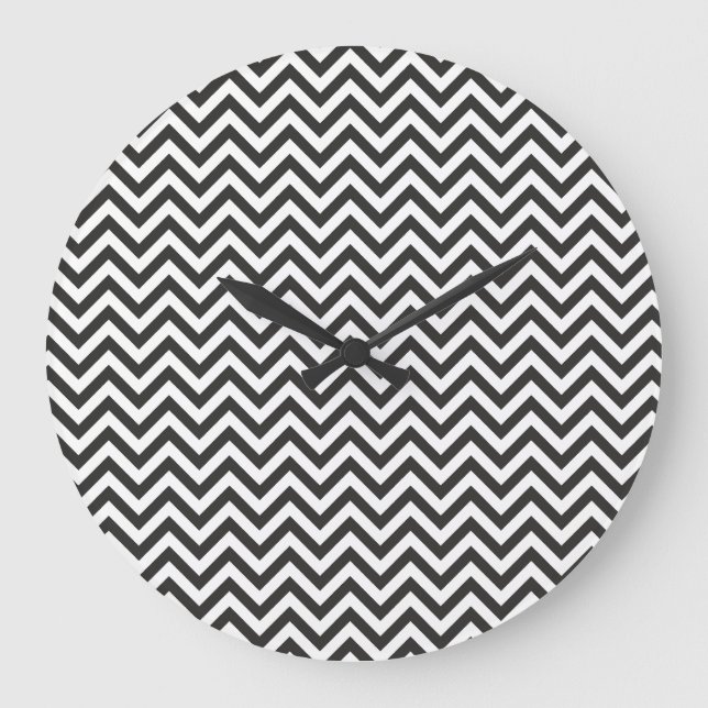 Reloj Redondo Grande Chevron negro (Anverso)