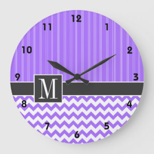 Reloj Redondo Grande Chevron púrpura de moda