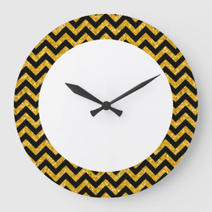 Reloj Redondo Grande Chevron Purpurina Look Wall Clock