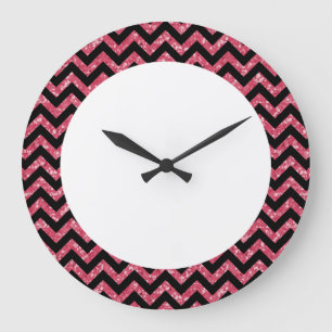 Reloj Redondo Grande Chevron Purpurina Look Wall Clock