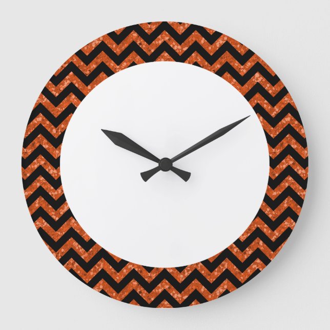 Reloj Redondo Grande Chevron Purpurina Look Wall Clock (Anverso)