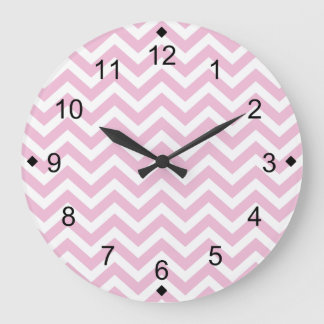 Reloj Redondo Grande Chevron rosado